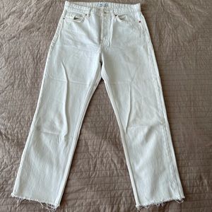 Zara white high rise straight jeans